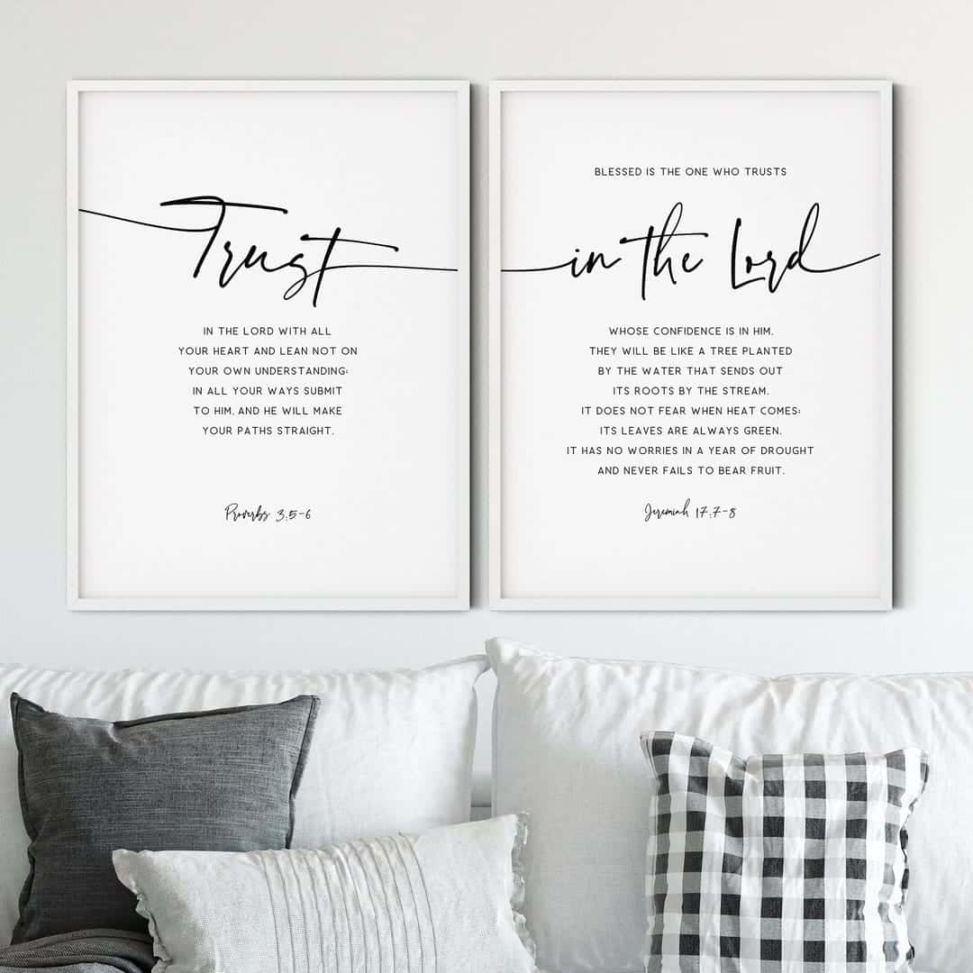 Trust in the LORD, Proverbs 3:5-6 | Duo Set, Christian Wall Art, A2 at XILEF Art